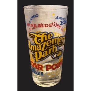 Cedar Point The Amazement Park Collectible Glass Ride Names & Logos Clear 6"